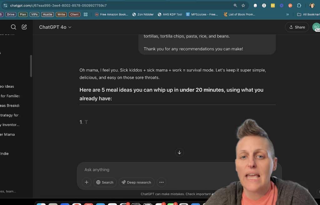 Struggling with dinner ideas? Learn how ChatGPT helped me plan quick, easy meals in minutes, even with a sick family of six!